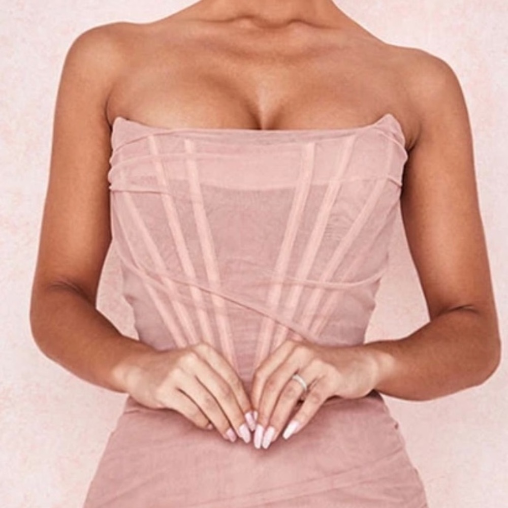 ~Pristine Prominence:Pink Corset Pencil Dress~ - Picture 14 of 16